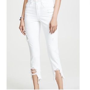 NWT BLANKNYC The Madison Crop High Waist Jeans Raw Hem White Size 24
